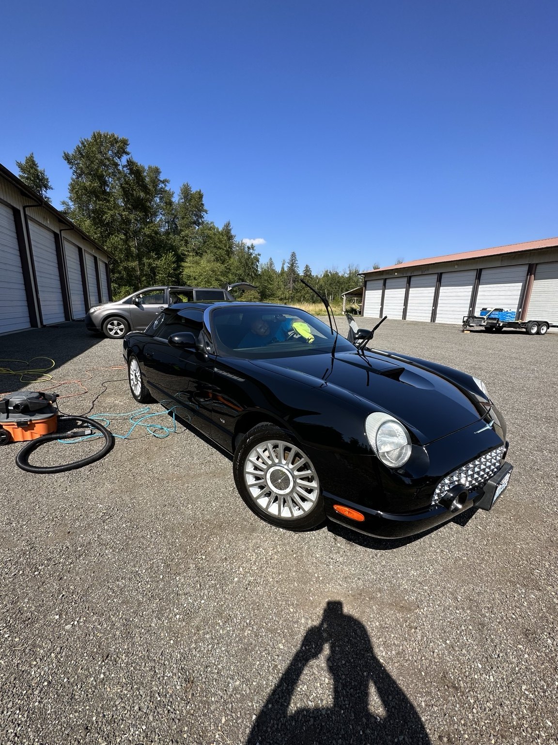 Black classic coupe after detailing