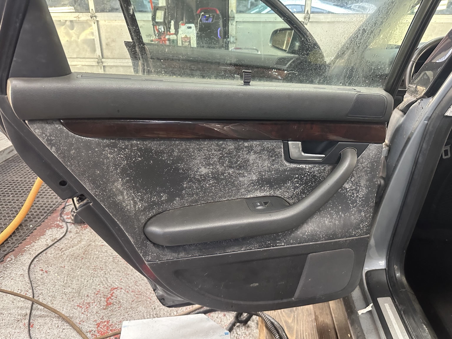Door panel before interior restoration